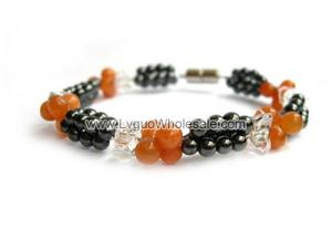 Magnet Clasp - 18cm Hematite Stone Beaded Bracelet